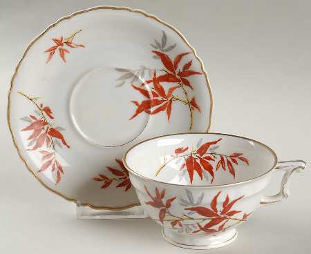 Bamboo (Rust Bamboo Shoots) Footed Cup & Saucer Set