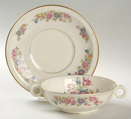 Belvedere Footed Cream Soup Bowl & Saucer Set