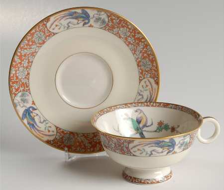 Bird of India Footed Cup & Saucer Set
