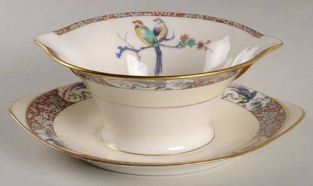 Bird of India Gravy Boat with Attached Underplate