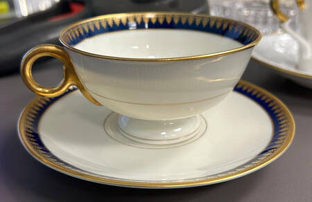 Blue Luxor Footed Cup & Saucer Set