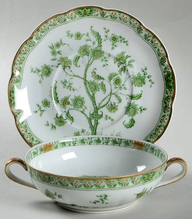 Bonneval (White, Isle De France Shape) Flat Cream Soup Bowl & Saucer Set