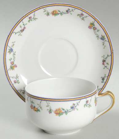 Bordeaux (Yellow & Lavender Edge) Flat Cup & Saucer Set