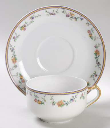 Bordeaux (Yellow & Lavender Edge) Flat Cup & Saucer Set