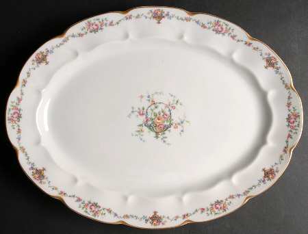 Bouquet (Flowers In Urn) 16" Oval Serving Platter