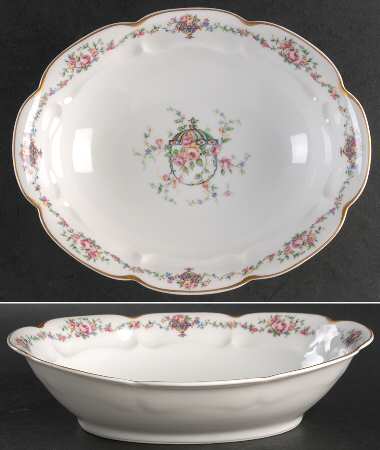 Bouquet (Flowers In Urn) 10" Oval Vegetable Bowl