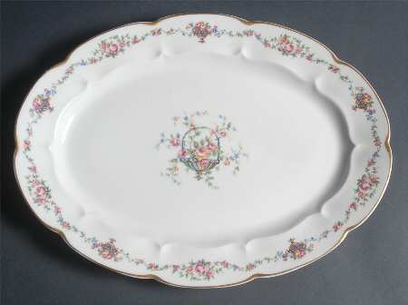 Bouquet (Flowers In Urn) 13" Oval Serving Platter