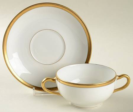 Breton (France) Flat Bouillon Cup & Saucer