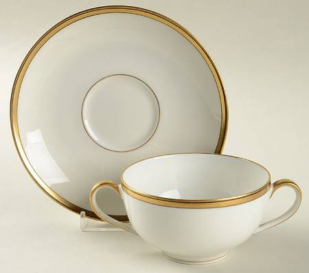 Breton (France) Flat Bouillon Cup & Saucer