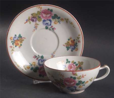 Cambridge (France, Floral) Flat Cup & Saucer Set