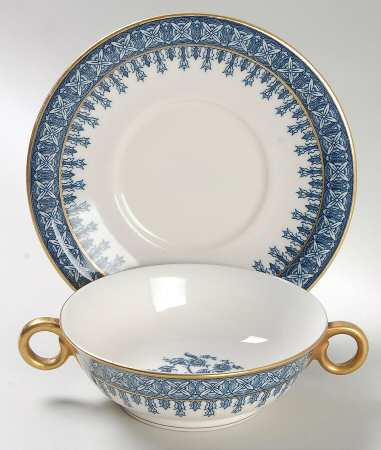 Cambridge Blue Footed Cream Soup Bowl & Saucer Set