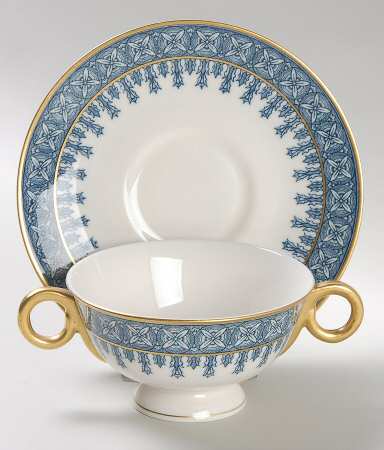 Cambridge Blue Footed Bouillon Cup & Saucer