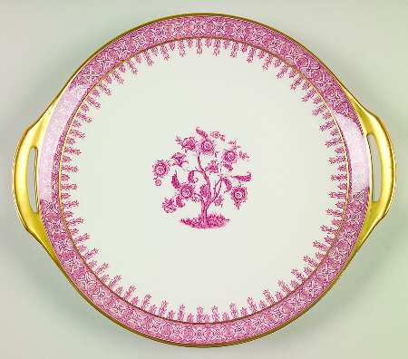 Cambridge Crimson Handled Cake Plate