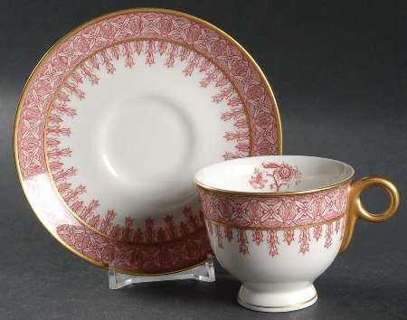 Cambridge Crimson Footed Demitasse Cup & Saucer Set
