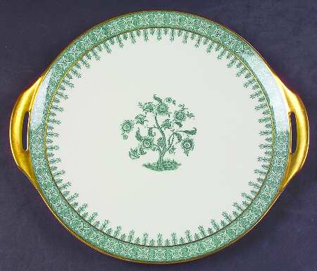 Cambridge Green Handled Cake Plate
