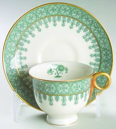 Cambridge Green Footed Demitasse Cup & Saucer Set
