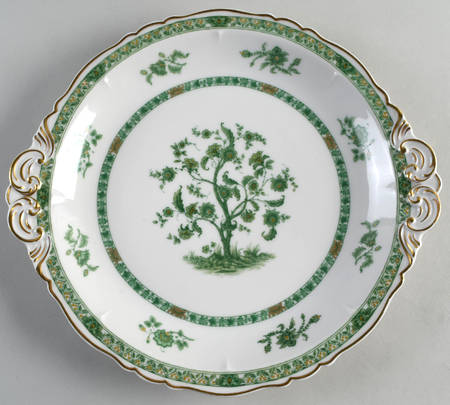 Cashmere (Green & Gold Tree) Handled Cake Plate