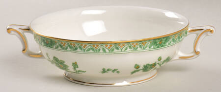 Cashmere (Green & Gold Tree) Footed Cream Soup Bowl