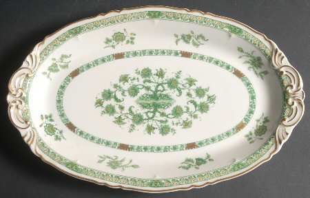 Cashmere (Green & Gold Tree) 13" Oval Serving Platter