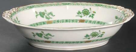 Cashmere (Green & Gold Tree) 10" Oval Vegetable Bowl