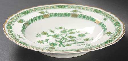 Cashmere (Green & Gold Tree) Rim Soup Bowl
