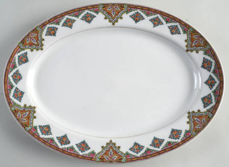 Cashmere (Maroon, Blue & Yellow Des) 13" Oval Serving Platter