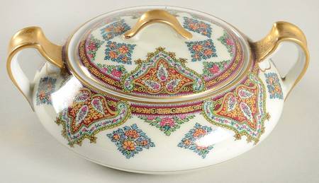 Cashmere (Maroon, Blue & Yellow Des) Sugar Bowl & Lid