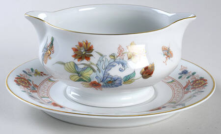 Cathay (Gold Trim) Round Gravy Boat & Underplate