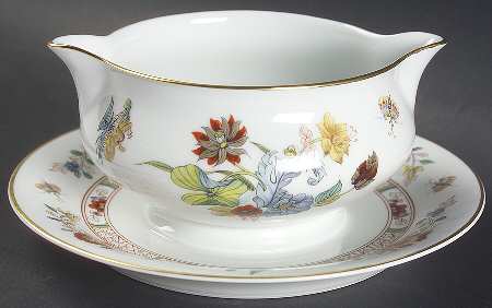 Cathay (Gold Trim) Gravy Boat with Attached Underplate