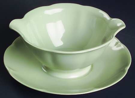 Celadon Gravy Boat with Attached Underplate