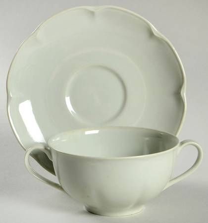 Celadon Flat Bouillon Cup & Saucer