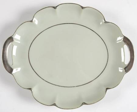 Celadon Platinum Handled Cake Plate by Haviland