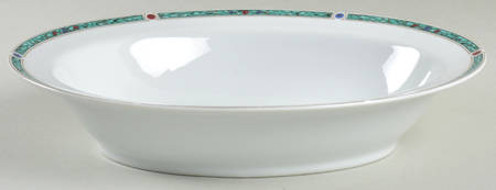 Chatelaine Green (Gold Verge) 9" Oval Vegetable Bowl