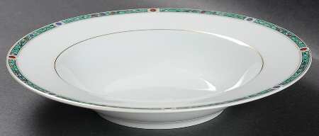Chatelaine Green (Gold Verge) Rim Soup Bowl