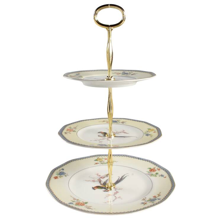 Chambord (Birds, Older Patt) 13 7/8"-14 1/4" 3-Tiered Serving Tray(DP,SP,BB) HC