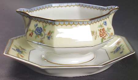 Chambord (Birds, Older Patt) Gravy Boat with Attached Underplate