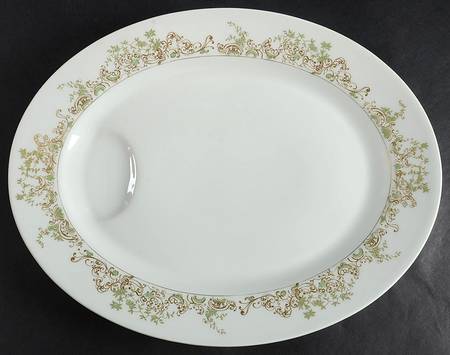 Chambord (Newer Green and Gold) 13" Oval Serving Platter