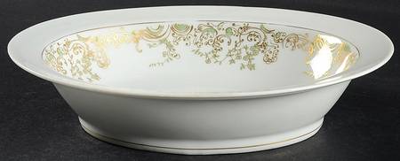 Chambord (Newer Green and Gold) 9" Oval Vegetable Bowl