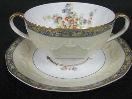Chippendale Flat Cream Soup Bowl & Saucer Set