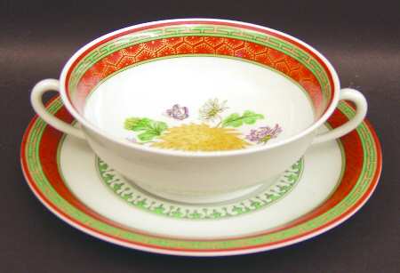 Chrysantheme Footed Cream Soup Bowl & Saucer Set
