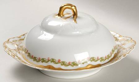 Clover Leaf Round Covered Butter with Strainer by Haviland