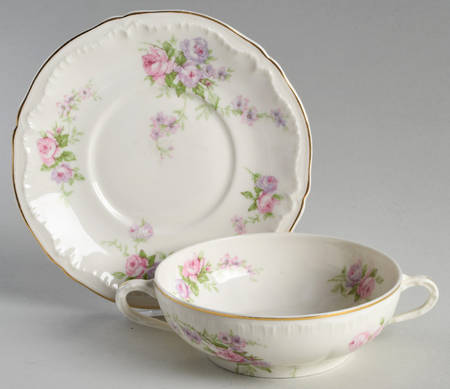 Crinoline Flat Cream Soup Bowl & Saucer Set