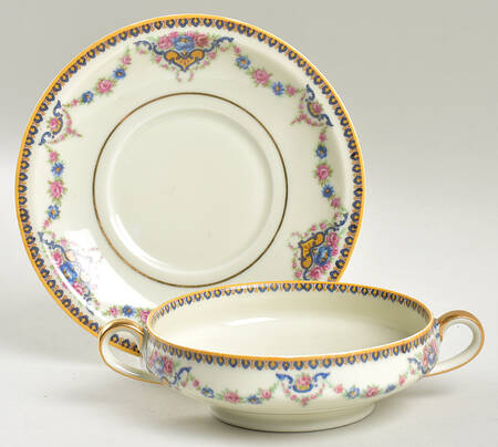 Dora Footed Cream Soup Bowl & Saucer Set