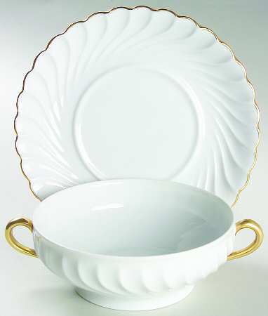 Elegance (Torse Blank) Flat Cream Soup Bowl & Saucer Set