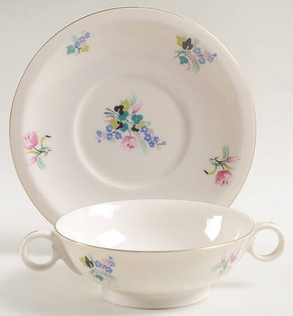 Ellwood Footed Cream Soup Bowl & Saucer Set