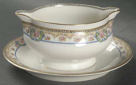 Essex (Gold Trim) Gravy Boat with Attached Underplate