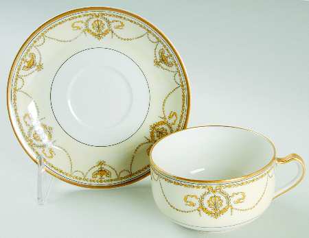Eugenie (Black Laurel & Swags) Flat Cup & Saucer Set
