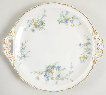 Fleurette (White, Newer) Handled Cake Plate