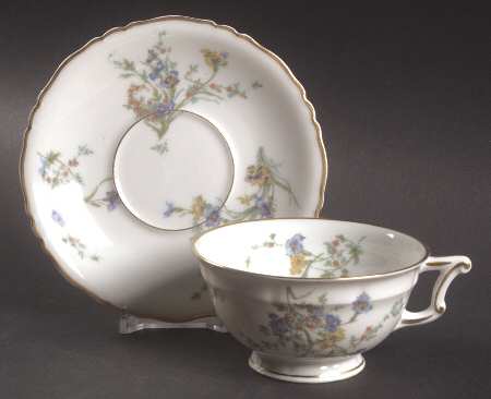 Fleurette (White, Newer) Footed Cup & Saucer Set