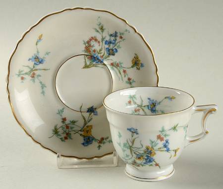 Fleurette (White, Newer) Footed Demitasse Cup & Saucer Set
